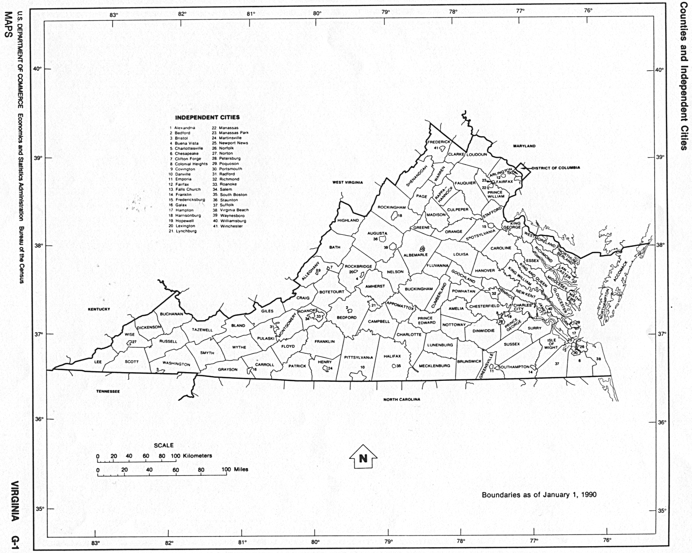 Virginia Counties Map